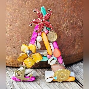 Artistic Handcrafted Upcycled Vintage Jewelry Decorative Letter A